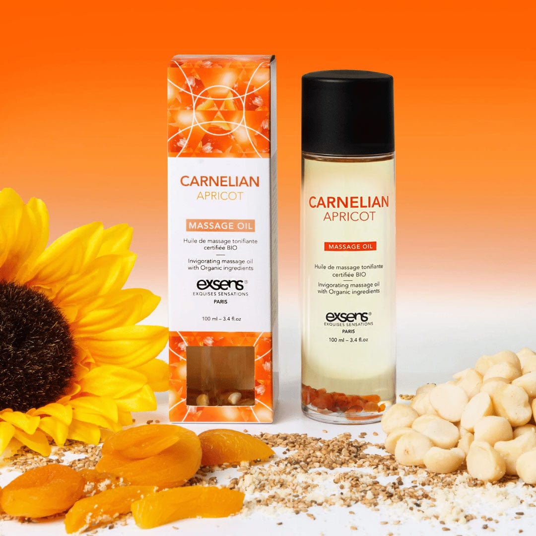 Exsensparis Sexual Wellness Carnelian Apricot Crystal Massage Oil Carnelian Apricot Crystal Massage Oil | Organic , Vegan 